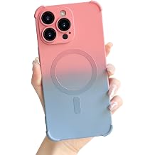 Magnetic iPhone 14 Pro Max Case 6.7'' [Compatible with MagSafe] Cute Girly Gradient Phone Case for Girls Women Soft TPU Shockproof Bumper with Camera Lens Protector Case, Pink Blue