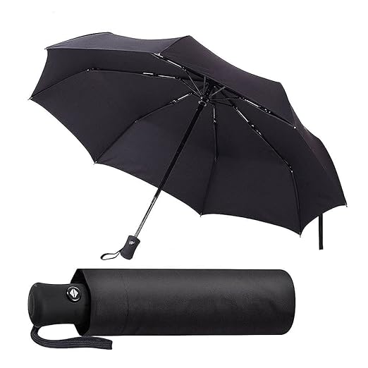 Eopzo Umbrella for Men & Women, Umberallas for Rain Big Size Men, Windproof Umberalla Large for Man,Women,Kids,Girls,Boys - 3 Fold with Auto Open and Close, Compact Folding (Black)