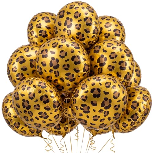 Image of BBTO 12Pcs 18 Inch Cheetah Leopard Balloons Foil Balloons,New Golden Brown