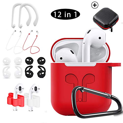 AirPods Case,KHTONE 12 in 1 Silicone AirPods Accessories Set Protective Cover, Compatible