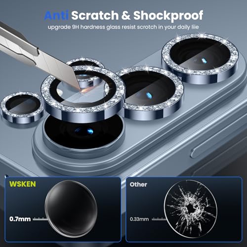 Image of WSKEN for Samsung Galaxy S26 Ultra Camera Lens Protector - Ultra Thin Case Friendly, 9H Shatterproof Tempered Glass with Anti Scratch Metal Circle Camera Screen Protector Cover Accessories, Glitter Blue