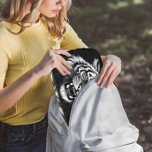 Funda para portátil 13-14 pulgadas negra y blanca con tigre miniatura 6