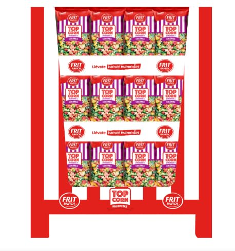 Buntes Popcorn – Süßes karamellisiertes Popcorn in bunten Farben, Großkarton für Gastronomie – 96 × 130g