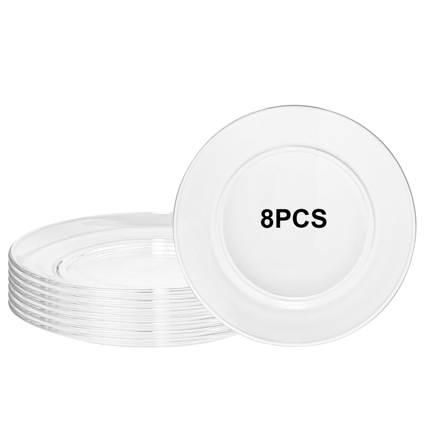 Lot de 8 assiettes à salade en verre transparent de 19 cm pour gâteaux, collations