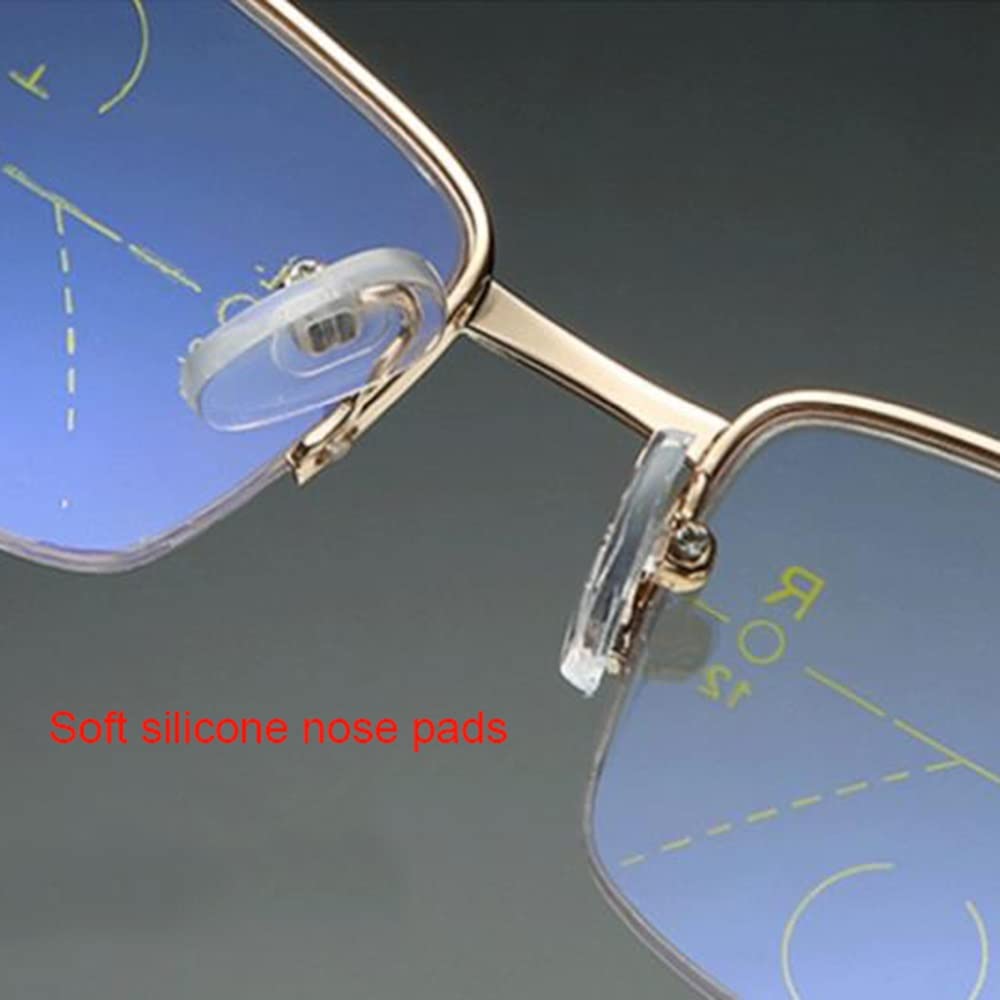 XUAN Photochrome Brillen Multifokale Sonnenbrille Anti Blaulicht Lesebrillen Halber Rahmen Computerbrille Unisex Sonnen-Leser (Color : Gold, Size : +2.0)