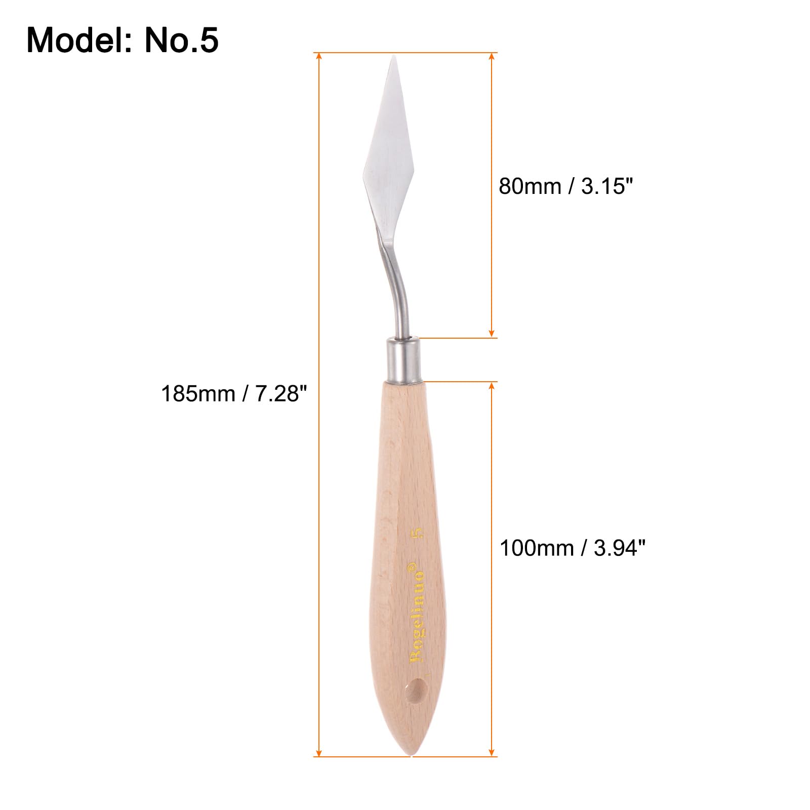 HARFINGTON No.5 Painting Palette Knife Stainless Steel Pointy Spatula Pallet Knife with Beech Wood Handle for Oil Acrylic Paint Canvas Mixing Spreading