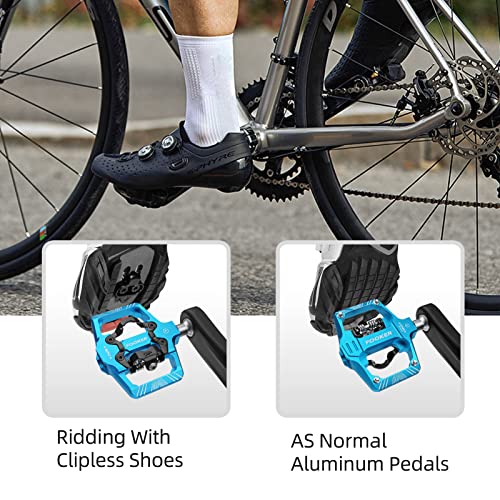 Fooker Spd Pedals,Mtb Mountain Bike Pedals Aluminum Pedals Compatible With Spd Dual Function Sealed Clipless Pedals 9/16" Bicycle Pedals With Cleats For Road, Mtb, Mountain Bikes Blue #TOP6