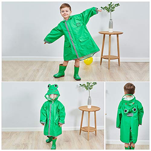Image of SSAWcasa Rain Poncho Kids,Toddler Poncho with Hood,Waterpoof Rain Jacket Coat,3D Cartoon Children Rainwear for Girl Boy