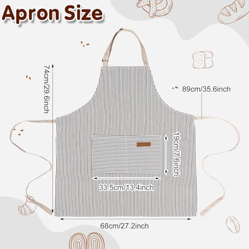 Livdouyu 2 Stück Schürze Kochschürze Damen Verstellbare Küchenschürze mit Taschen Männer Kittelschürze Baumwolle Schwarz Grau Schürze zum Kochen, Malen, Backen, Hausarbeiten