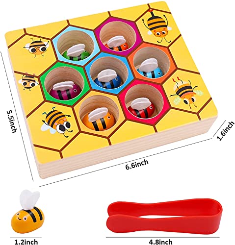 Image of HAPPY HUES Sorting & Stacking Toy- Skills Enhancement Motor Skill Toys for Toddlers /Kid -Magnetic- Capture The Worms Toys | Early Educational-Montessori Toy (Beehive)