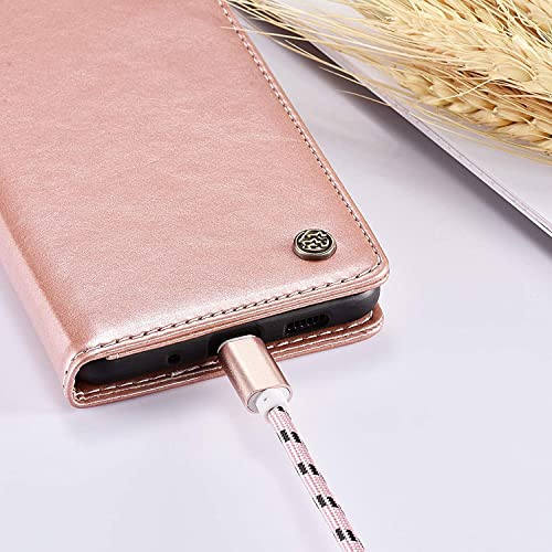 Image of ClickCase for vivo Y27 Sheepskin Series Faux Soft Leather Wallet Flip Case Kick Stand with Magnetic Closure Lightweight Slim Flip Cover for vivo Y27 (Rose Gold)
