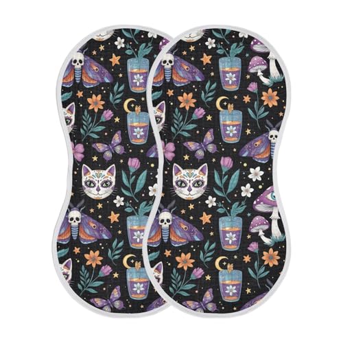 2 Pack Muslin Burp Cloths Halloween Butterfly Dark Cotton Baby Burp Cloths Extra Absorbent and Soft Burping Cloth for Newborn Must Haves, Large 22