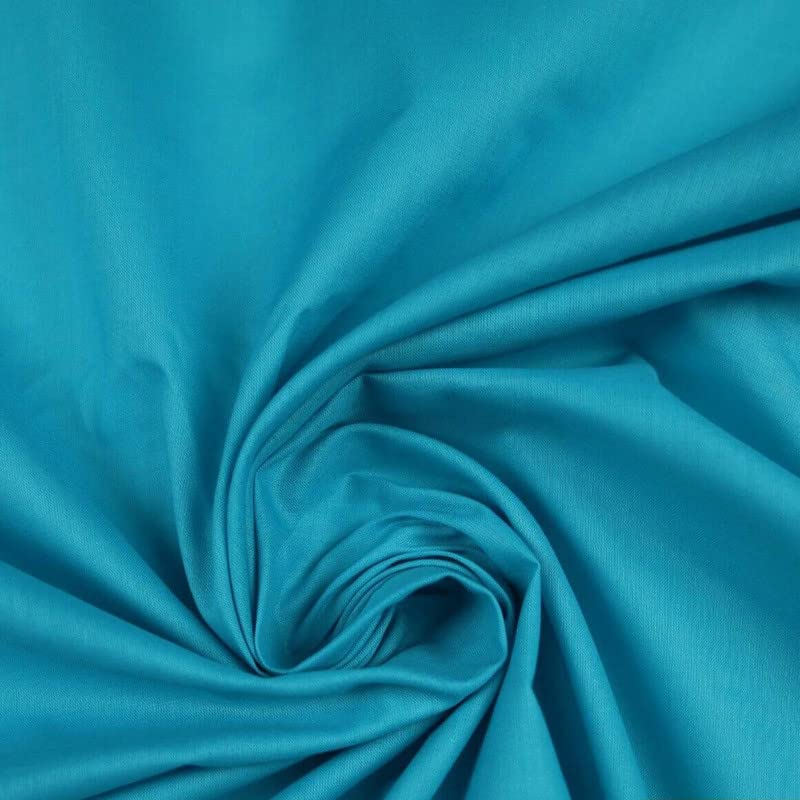 Plain Polycotton Fabric Dress Craft Lining Bunting Poly Cotton - Over 30 Colours (1 Metre, Turquoise Blue 7270)