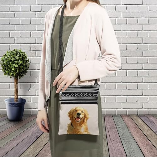 Golden Retriever Messenger Bag Small Ethnic Pattern Printed Adjustable Strap Crossbody Zipper Bag Golden Retriever Phone Bag Wallet Cute Shoulder Handbag for Women -23