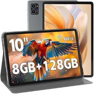 Azeyou 10 Inch Android Tablet 8GB RAM 128GB + Slim Standing Case Bundle