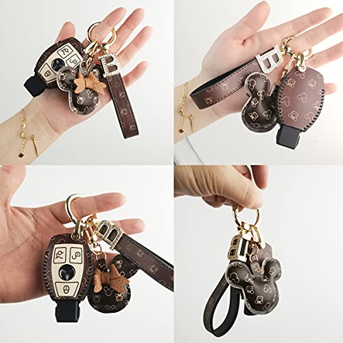 Women For Cute Car Keys Chains Rings Holder Lanyard Bracelets,Suitable For Car Mercedes-Benz Key Chain Cover Shell Glc300 Glc350E Glc43 Glc63 Glc63 Amg S Keychains Accessories Strap Wristlets Leather #TOP5