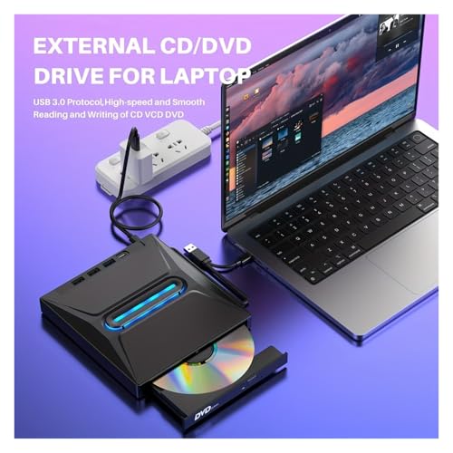 Grabadora DVD Externa USB 3.0 Portátil Lector CD Tipo C Hub para PC Windows y Mac 7