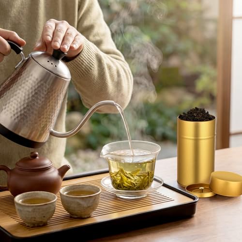 Yiyiring 16 Pcs Metal Tea Tin Canister with Airtight Double Lids 16 Oz Loose Tea Container Golden Round Tin Can Box Empty Storage Can for Coffee, Sugar, Candy, Herbs and Spices by Yiyiring - Used condition - Image 6