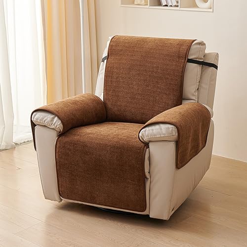 KCCRHIN 厚手シェニールリクライナーカバー シンプルレジャー電動リクライナーカバー 滑り止め洗えるリクライナーカバー ペット傷防止シングルアームチェアカバー リビングベッドルームアームチェアカバー 1人掛けシングルソファカバー 四季万能ソファ保護カバ