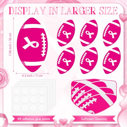 Image of Taobary 24 Pcs Breast Cancer Awareness Cutouts Pink Football Decorations