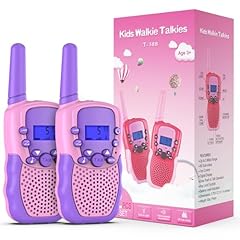 Kearui Spielzeug 3-12 Jahre mädchen Walkie Talkie für Kinder 8 Kanal Funkgerät mit VOX Funktion LED-Taschenlampe, 3 Meilen Reichweite für Abenteuer im Freien, Camping, Wandern (Rosa-Violett)