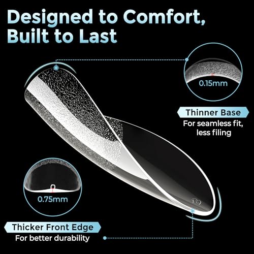 Image of Luckyfairy Almond Gel Nail Tips: 360pcs Pre-Shaped Medium Nail Tips Almond Shape Acrylic Fake Nails Half Matte Full Cover Press On Nails for Extension Home DIY Salon 12 Sizes