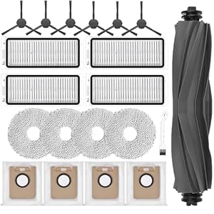 Kit d'accessoires pour Dreame L20s Ultra/L20 Ultra Aspirateur Pièces de Rechange,1 Brosses Principales, 4 Sacs à Poussière,4 Filtres,8 Brosses Latérales,4 Serpillières Chiffon,1 Brosse de Nettoyage