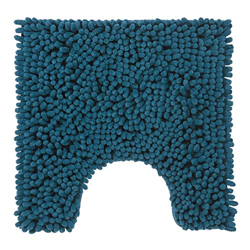 PANA® Chenille WC Vorleger mit U-Ausschnitt für Klo (45x45 cm) • Rutschfester Klo Vorleger mit Ausschnitt • Badezimmer-Teppich Toilette • Bad-Vorleger waschbar • Farbe: Petrol