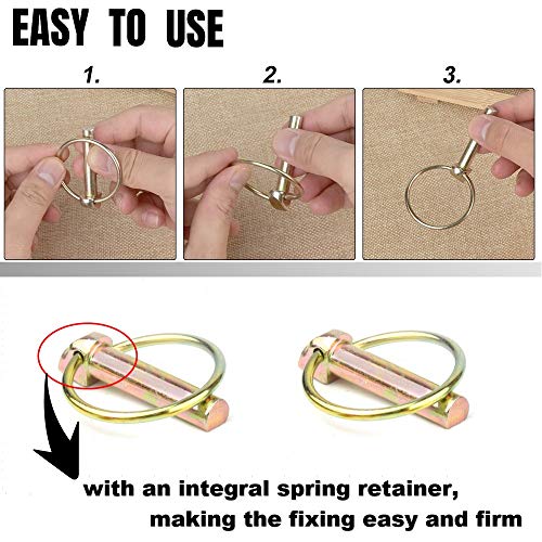 6 Pcs 7/16 Lynch Pin Assortment Kit Linch Pin With Ring Heavy Duty Lynch Pin For Farm Tractors Trailers Trucks Mower ,7/16 By 1-3/4-Inch #TOP2