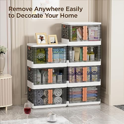 Image of MECHDEL Wardrobe Organizer for Storage /Polypropylene Foldable & Stackable Closet Basket /Cupboard Organizer for Clothes /Mounted Closet Systems (STORAGE BIN-TRANSPARENT, 6PCS)