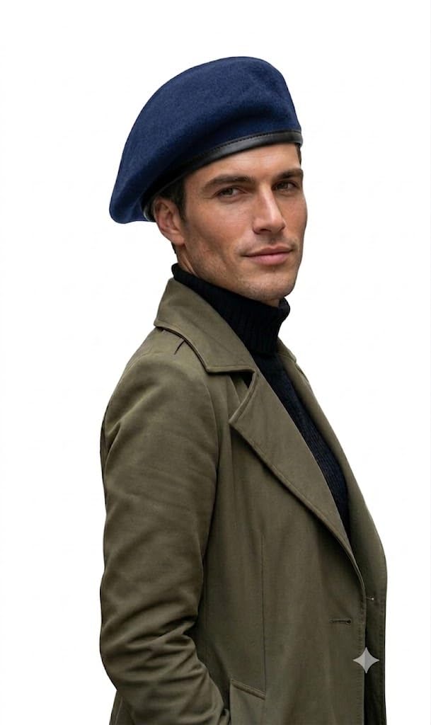Jaipur Tradition Military Beret Cap for Men and Women – Classic French Style Artist Beanie Hat, Adjustable Tactical & Fashion Unisex Headwear-Navy Blue-picture-17
