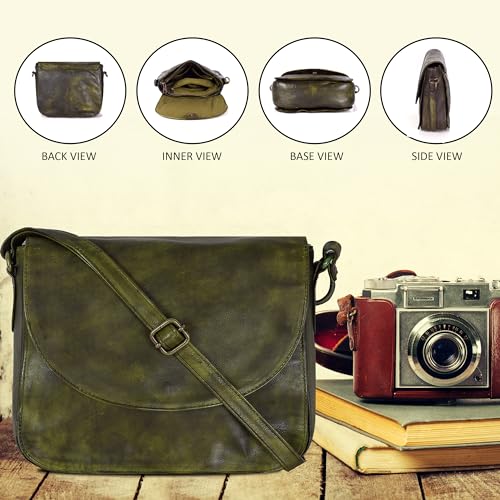 Image of Genuine Leather Shoulder Crossbody Purse For Women with Adjustable Strap, Mobile Pocket & Outside & Inside Zipper