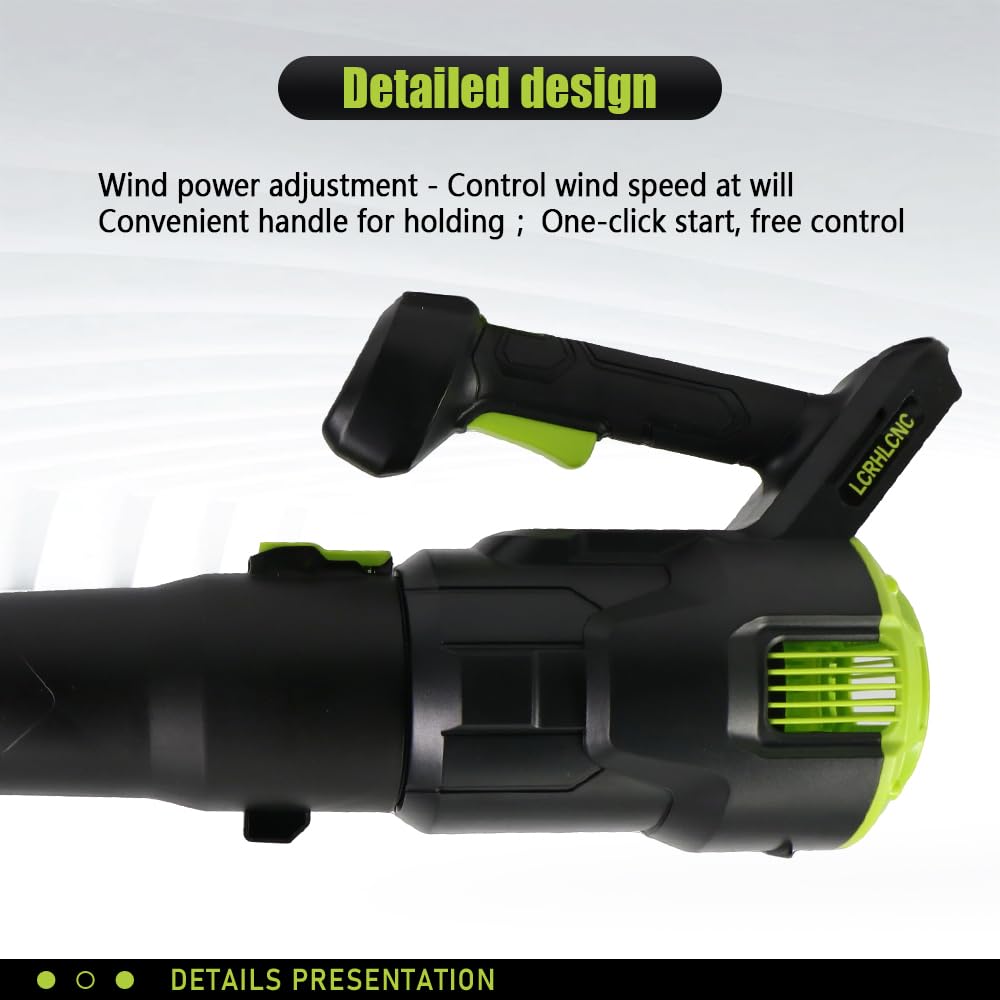 Soplador de hojas inalámbrico de 21 V con velocidad de viento de 340 CFM y 53 m/s, soplador de viento eléctrico de 3 velocidades para patio, potente para limpiar hojas húmedas, patio, garaje, limpieza