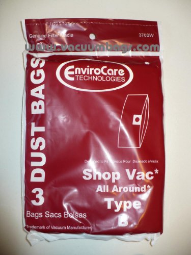 Shop Vac 906-68 Type B EnviroCare Vacuum Cleaner Bags/ 3 pack - Generic w/Dust Seal