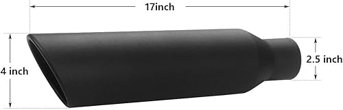 Miniatura 2 de Punta de escape de 2.5 pulgadas de entrada a 4 pulgadas, 2 piezas, A-KARCK recubierto negro de 17 pulgadas de largo para soldadura en tubo de escape