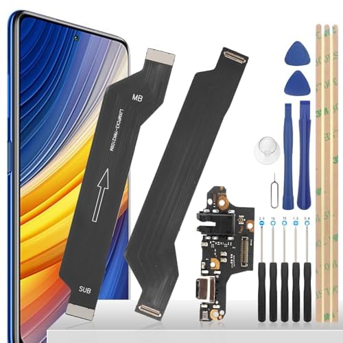 YHX-OU Cable Flex de Placa Base y Enchufe de Carga para Xiaomi Poco X3 Poco X3 NFC Poco X3 Pro LCD Cable Flex Plano