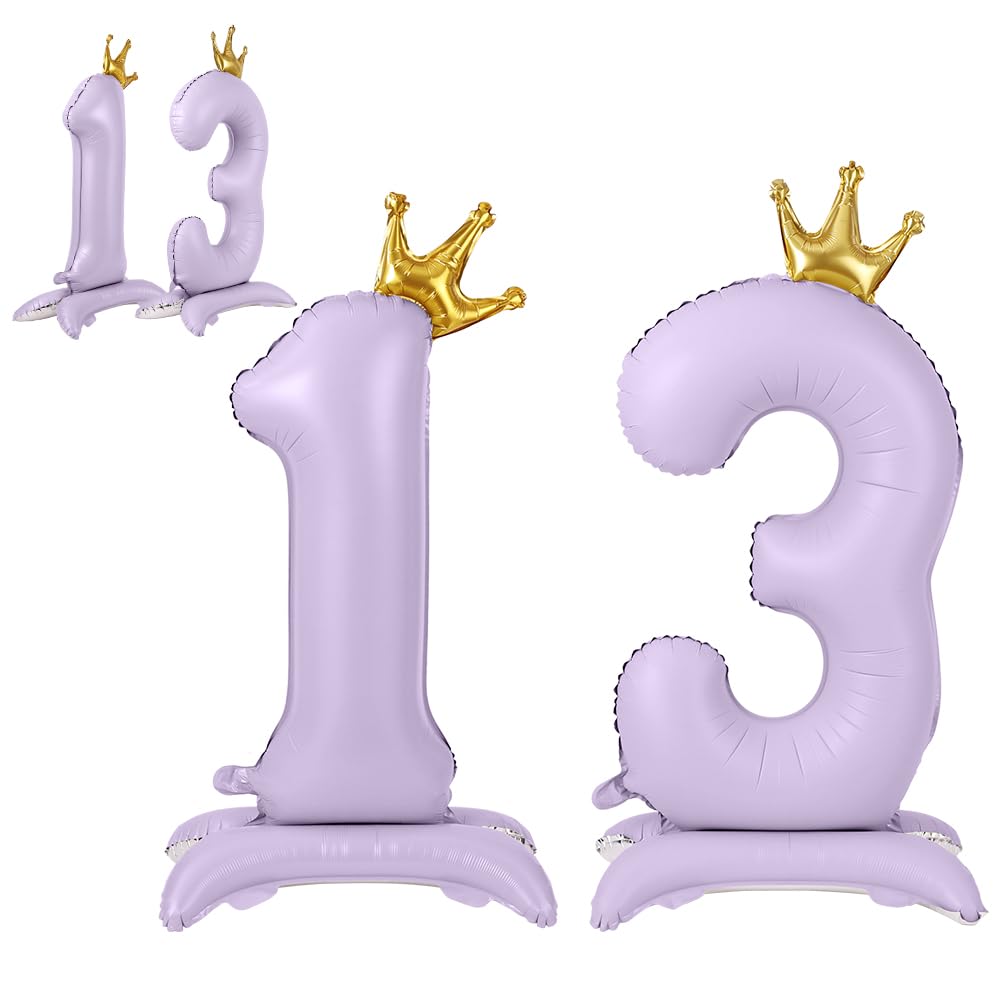 APXEL Purple Standing Crown Number 13 Balloons, 42'' Foil 1 & 3 Balloon — image 1