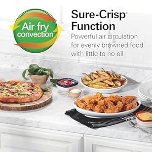 Hamilton beach sure crisp toaster oven air fryer combo fits 9 pizza 4 slice capacity powerful circulation auto shutoff stainless steel 31403  urban country home decor