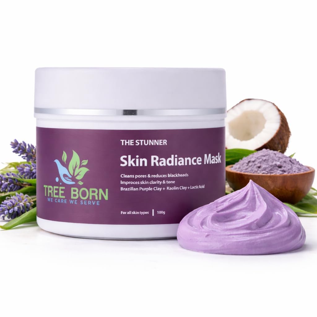 Purple Clay Skin Radiance Face Mask with Kaolin Clay & Lactic Acid | Deep Pore Cleansing Facial Mask for Blackheads, Oil Control & Brighter Looking Skin | Suitable for All Skin Types | 100g-image-22