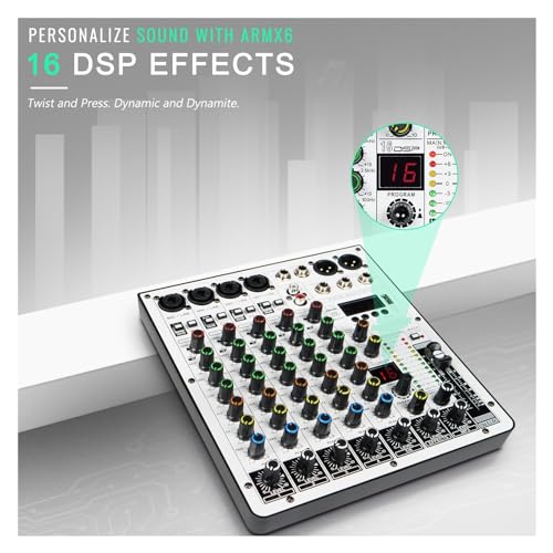 Mezclador de audio de 6 canales con interfaz USB y 16 efectos DSP ARMX-6 4
