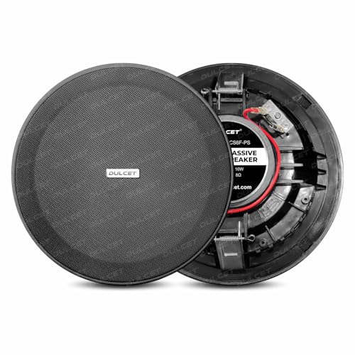 Image of DULCET DC-CS6F-PS Black 6.5 inch 10W Full Range 8 Ohms Frameless Passive Ceiling Speaker that Connects to Active Bluetooth Ceiling Speaker (Active Bluetooth Speaker to be Purchased Separately)