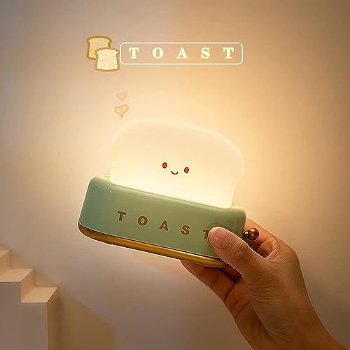 Miniatura 2 de Toast Bread - Lámpara de noche LED, bonita luz nocturna recargable por USB y temporizador, divertida luz nocturna kawaii portátil para dormitorio,