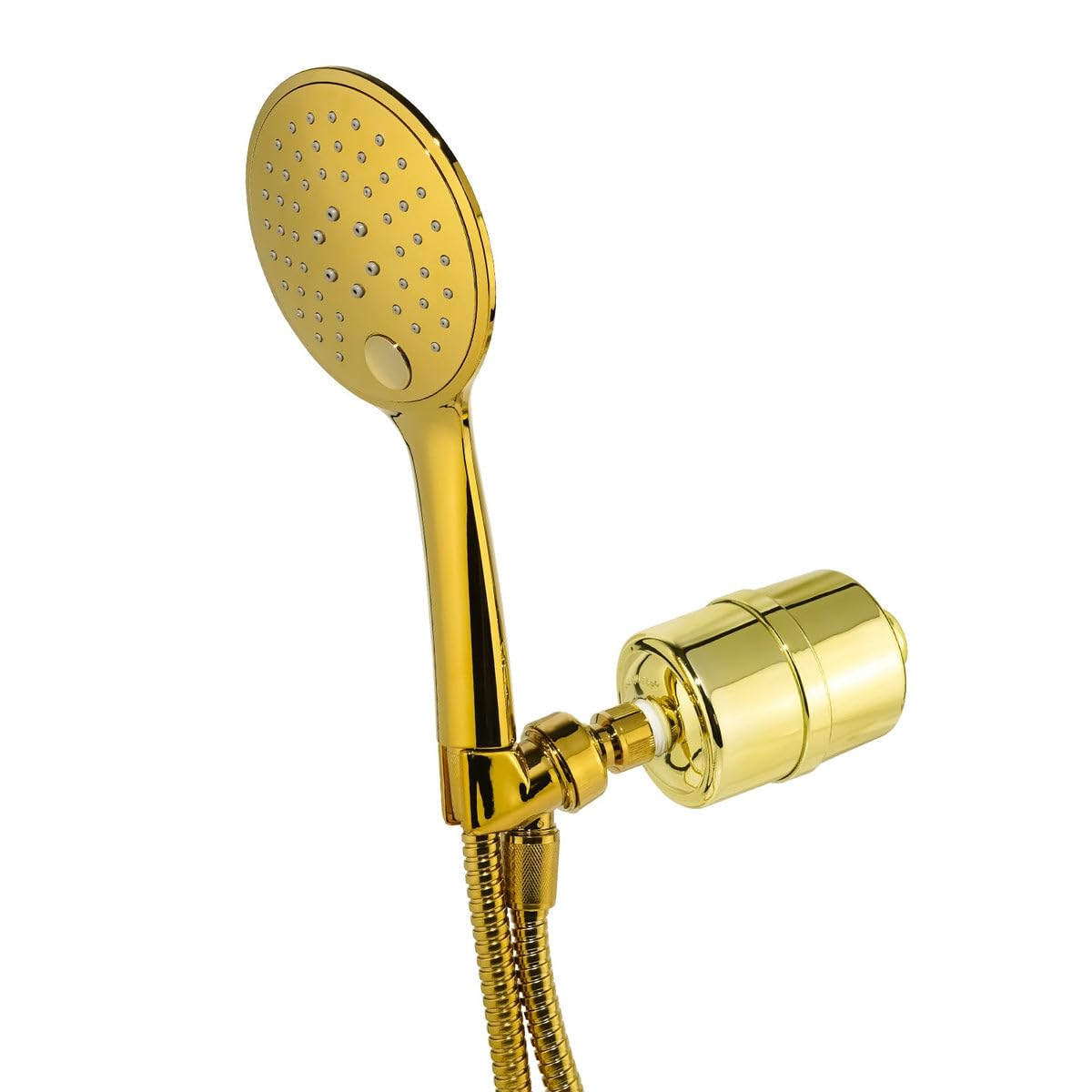 Crystal Quest Luxury Handheld Shower Power Filtration System - Gold - BPA Free | 1.25-2.5 GPM | Reversible Cartridge | Great for Dechlorination