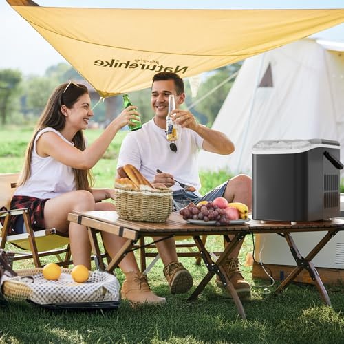 Image of NEWBULIG Ice Makers Countertop with Handle, Portable Ice Machine, 9 Bullet Ice Cubes in 6 Mins, 26lbs in 24Hrs, Auto-Cleaning, with Basket and Scoop, for Home, Kitchen, RV, Camping,Black