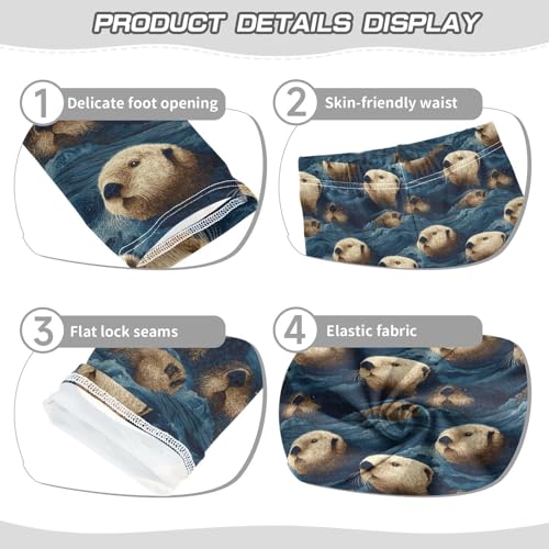 Girls Leggings Ocean Sea Otters Wave Soft Toddler Leggings for Girls Kids Pants Size 4T-10T3