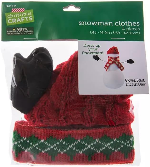 Miniature Snowman Scarf, Gloves, and Hat Decor for Winter and Christmas - 4 Pieces