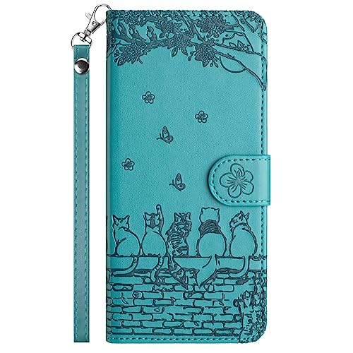 Tivenfezk Nadoli Chat Coque pour Xiaomi Redmi 12C,Gaufrée Clôture Chats Papillon Fleur Etui PU Cuir Flip Cover Antichoc Portefeuille Housse avec Fermeture Magnétique Carte Fentes