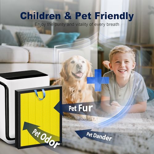 Image of Vital 100S Pet Care Replacement Filter for LEVOIT Vital 100S and Vital 100S-P Air Purifier, High-Efficiency Activated Carbon Filter, Vital 100S-RF-PA, LRF-V102-YUS, 1 Pack, Yellow
