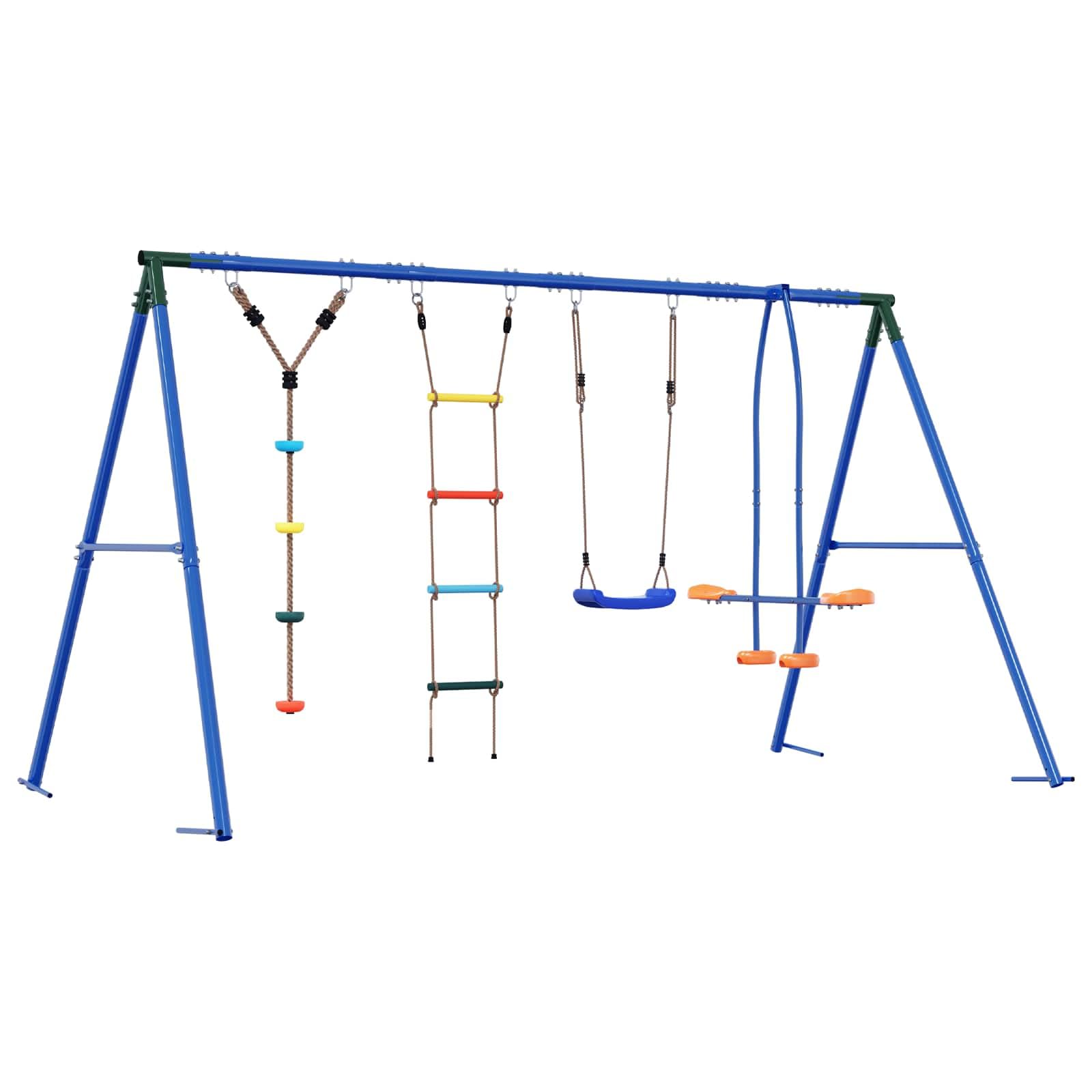 Set di altalene per esterni, multicolore, 330 x 185 x 185 cm, in acciaio e polietilene, per giardino, bambini, parco giochi, esterno, resistente alle intemperie, regolabile in altezza