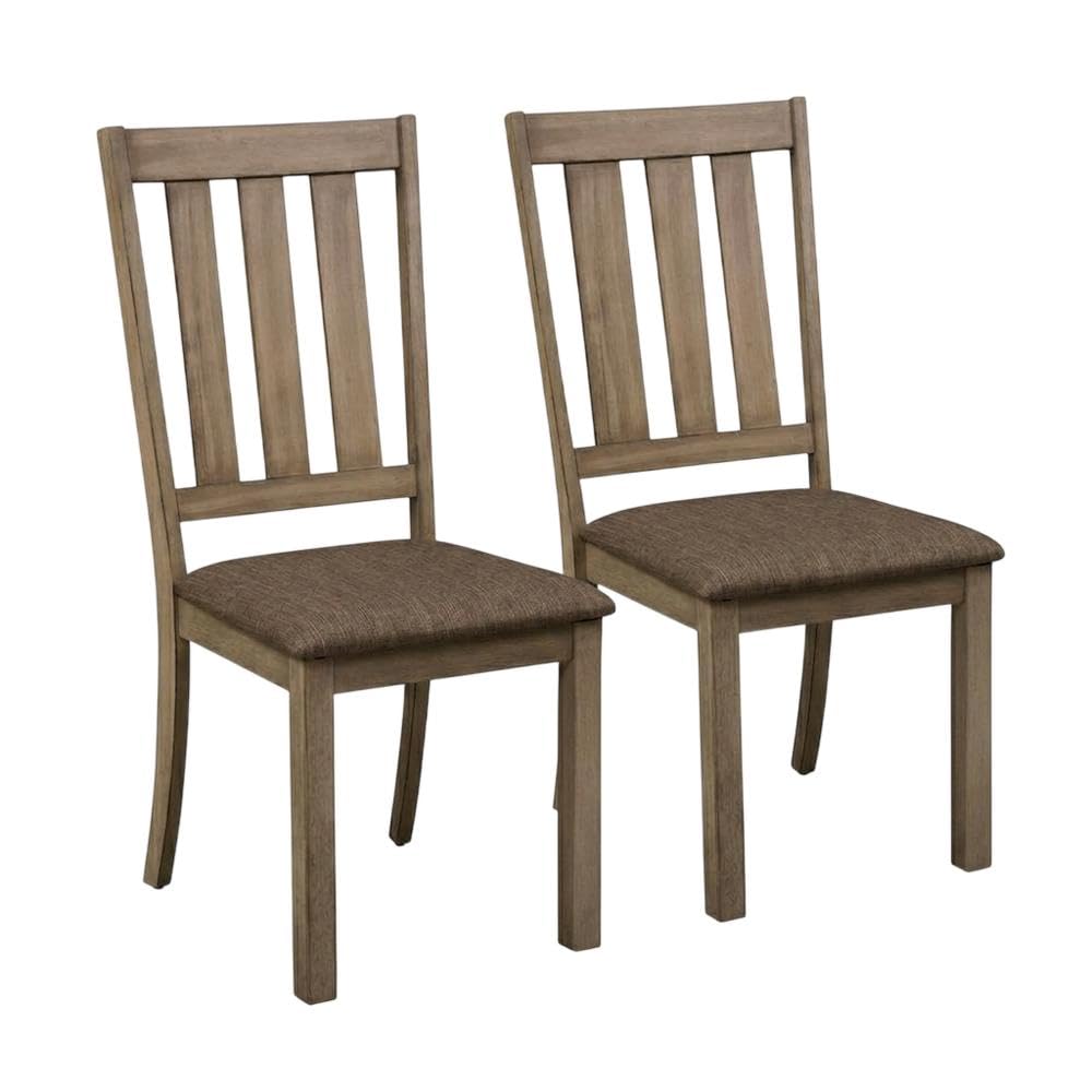Rubberwood Slat-Back Side Chairs Set of by Starlight Canyon Home – Rubberwood Solid Frame and amp, Melamine, Brown, Pack of 2